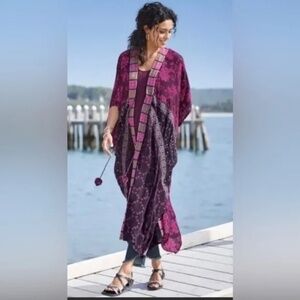 Soft Surroundings Callie Embroidered Patchwork Kimono Topper Duster Long PS/M